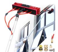 XRB2050 Perche Télescopique Nettoyage Panneaux Solaires, Brosse Telescopique Toiture 35cm avec Tuyau, Balai Telescopique Extensible à 3-12m pour Toit Panneaux Solaires Camion Bus (7m)