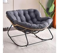 XRBCNMM Chaise à bascule d'extérieur confortable et ergonomique en osier papasan avec coussin doux et épais pour salon, chambre à coucher, salle de lecture (gris foncé)