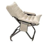 XRBCNMM Fauteuil pliable avec hauteur d'assise réglable en hauteur et grandes poches de rangement, chaise moderne pour salon, chambre à coucher, bureau, balcon (beige, paquet 1)