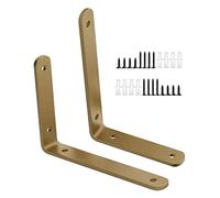 Xrdbfd 2X Supports D'étagère Dorés, Equerre pour Etagere Murale À Angle Droit en L, Supports D'étagère Flottants Robustes, Equerre Décoratifs Industriels pour Maison/Bureau,Gold-10x8cm/3.9 * 3.1in