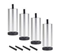 Xrdbfd 4pcs Pieds D'armoire avec Boulons M8, Jambes De Meuble 20cm/8in, Pieds De Rechange Cylindriques, Jambes De Canapé Antidérapants, pour Tables Basses, Lits, Fauteuils, 100kg,Silver-12cm/5in