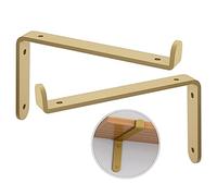 Xrdbfd Support D'étagère Robustes, Equerre pour Etagere Mural en Métal À 90 Degrés, Support D'étagère Flottant Doré, Equerre Industriels pour Bureau/établi DIY, 2 Pièces,10x8cm/3.9 * 3.1in