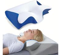 XRDSHY Cervimed Oreiller Médical Ergonomique Oreiller Ergonomique Cervical 2 en 1 en Mousse à Mémoire de Forme - Orthopédique pour Dormir sur Le Dos et sur Le Côté,Bleu-3 X Oreillers