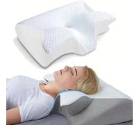 XRDSHY Cervimed Oreiller Médical Ergonomique Oreiller Ergonomique Cervical 2 en 1 en Mousse à Mémoire de Forme - Orthopédique pour Dormir sur Le Dos et sur Le Côté, Blanc-2 X Oreillers