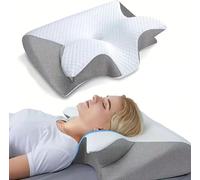 XRDSHY Cervimed Oreiller Médical Ergonomique Oreiller Ergonomique Cervical 2 en 1 en Mousse à Mémoire de Forme - Orthopédique pour Dormir sur Le Dos et sur Le Côté, Gris-1 X Oreille