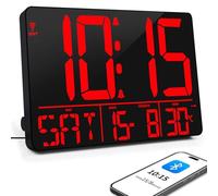 XREXS Horloge Murale Numérique 13" Bluetooth Calibrage Automatique