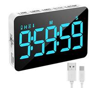 XREXS Minuteur de Cuisine Rechargeable, Compte à Rebours Chronomètre Kitchen Timer pour Cuisine Réunion Classe, Minuteur Aimanté Numérique Affichage LED, 3 Luminosité et 4 Volumes Réglables