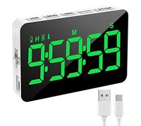 XREXS Minuteur de Cuisine Rechargeable, Compte à Rebours Chronomètre Kitchen Timer pour Cuisine Réunion Classe, Minuterie Aimanté Numérique Affichage LED, 3 Luminosité et 4 Volumes Réglables Vert