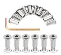 Xrfoiniu Assortiment de 50 boulons de baril et boulons argentés M8 x 20 mm, parfaits pour les amateurs de bricolage, idéal pour les étagères de construction, les tables et les meubles d'extérieur avec