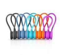 Xrkuu Lot de 10 attaches de câble magnétiques multicolores réutilisables en silicone pour organiser et regrouper les fils, câbles d'écouteurs, cordons et chargeurs