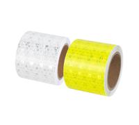 Xrkuu Lot de 2 rouleaux de ruban réfléchissant jaune et blanc, 3 m x 5 cm, étanche, haute visibilité, réflecteur d'avertissement haute visibilité pour vélos, route, marquage de sécurité et rappel de