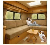 XRLQZH Housses de Coussin très Extensibles pour Caravane, Velours Housse Banquette Camping Car,Housses de siège Extensibles pour Rembourrage de Caravane (Gold,L150-190cm W65-95cm)