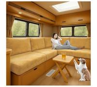 XRLQZH Housses de Coussin très Extensibles pour Caravane, Velours Housse Banquette Camping Car,Housses de siège Extensibles pour Rembourrage de Caravane (Yellow A,L65-95cm W40-65cm)