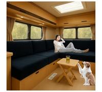 XRLQZH Housses de Coussin très Extensibles pour Caravane, Velours Housse Banquette Camping Car,Housses de siège Extensibles pour Rembourrage de Caravane (Navy Blue,L160-190cm W40-65cm)