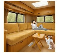 XRLQZH Housses de Coussin très Extensibles pour Caravane, Velours Housse Banquette Camping Car,Housses de siège Extensibles pour Rembourrage de Caravane (Yellow B,L100-130cm W65-95cm)