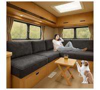 XRLQZH Housses de Coussin très Extensibles pour Caravane, Velours Housse Banquette Camping Car,Housses de siège Extensibles pour Rembourrage de Caravane (Dark Grey,L150-190cm W65-95cm)