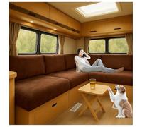 XRLQZH Housses de Coussin très Extensibles pour Caravane, Velours Housse Banquette Camping Car,Housses de siège Extensibles pour Rembourrage de Caravane (Coffee,L160-190cm W40-65cm)