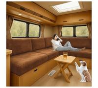 XRLQZH Housses de Coussin très Extensibles pour Caravane, Velours Housse Banquette Camping Car,Housses de siège Extensibles pour Rembourrage de Caravane (Camel,L65-95cm W65-95cm)