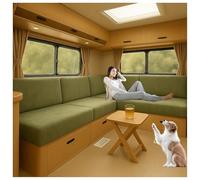 XRLQZH Housses de Coussin très Extensibles pour Caravane, Velours Housse Banquette Camping Car,Housses de siège Extensibles pour Rembourrage de Caravane (Light Green,L190-220cm W65-95cm)