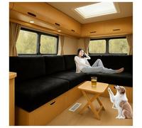 XRLQZH Housses de Coussin très Extensibles pour Caravane, Velours Housse Banquette Camping Car,Housses de siège Extensibles pour Rembourrage de Caravane (Black,L130-160cm W40-65cm)