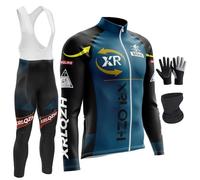 XRLQZH Vêtements De Cyclisme Hommes d'hiver Vêtements Cyclisme Vélo Polaire Maillot Ensemble,Maillot De Velo VTT Manche Longue Jersey Et Pantalon à Bretelle (TYP-4,S)