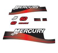 XRmarine Décalcomanies pour moteur hors-bord Mercury 60 HP 2 temps rouge décalcomanie kit autocollant set reproduction 60 hp 2 temps