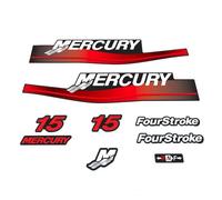 XRmarine Décalques pour Mercury 15 HP quatre temps 1999-2006 année hors-bord moteur de bateau rouge décalcomanie kit autocollant ensemble reproduction 15hp 4 temps