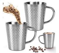 XRPRPX 2 PCS Tasse à Café en Acier Inoxydable, 300ML Tasses à Expresso en Acier Inoxydable Tasses À Café Isolées À Double Paroi Tasse À Boire Thermo, avec Poignée, pour Pique-niques Voyage Barbecue