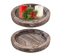 XRPRPX 2PCS Chandelier Bougeoir Bois Plateau, Assiettes à Bougies Rondes 20,5 CM Plateaux Décoratifs pour Bougies Dessous de Bougie en Bois Support Rond pour Bougies pour Décor de Centre de Table Noël