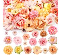XRPRPX 40 PCS Ensemble de Fleurs Artificielles Têtes de Fleurs Artificielles Fausse Fleur Decoration Petite 2~4cm Fleur Artificielle Decoration Fleurs en Tissu pour DIY, Mariage, Jardin, Bureau