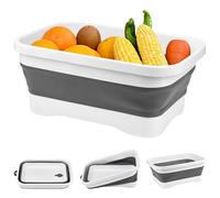 XRPRPX Bassine Pliable, Lavabo Pliable 6,5L Bassine Retractable Sceau Retractable Seau en Plastique et Silicone Bol à Vaisselle Pliable Cuvette peu Encombrant pour Salle de Bains Cuisine Camping, Gris