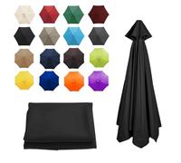 XRQBYUX 3.50M/8 Baleines Auvent De Remplacement Pour Parasol De Jardin, Parasol Toile De Parasol, Housse De Rechange De Remplacement Couverture, Polyester Anti UV 50+(Black,8 ribs-350cm/11.4ft)