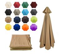 XRQBYUX 3.50M/8 Baleines Auvent De Remplacement Pour Parasol De Jardin, Parasol Toile De Parasol, Housse De Rechange De Remplacement Couverture, Polyester Anti UV 50+(Khaki,8 ribs-350cm/11.4ft)