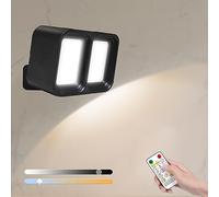 XRR Applique Murale Interieur LED, Lampe Murale avec Télécommande à Gradation et Batterie Rechargeable Lampe de Chevet Chambre Sans Fil 360° Liseuse Lampe Pour Salon, Chambre, Escalier(noir)