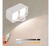 XRR Applique Murale Interieur LED, Lampe Murale avec Télécommande à Gradation et Batterie Rechargeable Lampe de Chevet Chambre Sans Fil 360° Liseuse Lampe Pour Salon, Chambre, Escalier(blanc)