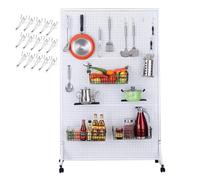 XRRJFYH Porte Outils Métal, Panneau Perforé avec roulettes, Support Outils, Pegboard, Rangement Outils, Panneau Porte Outils (Color : Bianco, Size : 120x60cm/47.2x23.6in)