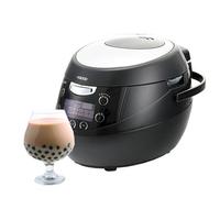 XRSMOU Cuiseur Boba Automatique Commercial, Sonde De Température Intégrée Intelligente, Pot Antiadhésif, Écran Tactile, pour Les Magasins De Desserts (900W)