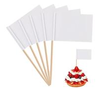 Xrten 100 Pcs Drapeau des Cure-Dents Vide, Marqueursde Fromage Drapeau Blanc, Cure Dent, Drapeaux de Cure-Dents Vide Blanc pour la Fête de Mariage Noël Holleween Pâques
