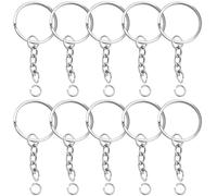 Xrten 100 Pièces Porte-clés avec Chaîne, Anneau Porte Clé Kit, Attache Porte Clé, Split Porte Clef Anneau pour DIY Bricolage Bijoux Support Porte Clé Sacs Décor