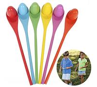 Xrten 12 pcs Jeu de Course de Relais œuf et Cuillère pour Les Fêtes Anniversaires Sorties en Famille (Couleur Assortie)