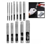 Xrten 12 Pcs Poinçon Creux en Acier Rond Set Poinçon à Trou Creux en Cuir pour Maroquinerie Artisanat Travail pour Bracelet de Montre