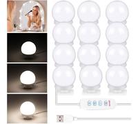 Xrten 12pcs Lumière de Miroir, LED Miroir Coiffeuse, Lumière Miroir Coiffeuse, Hollywood Lumiere Coiffeuse, Dimmable Lampe pour Miroir Cosmétique Salle de Bain 3 Couleurs