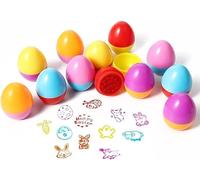 Xrten 12pcs Œufs de Pâques, Oeuf Tampon Encreur Enfant, Tampons Oeuf de Pâque, Cachet pâques pour Enfants, Œufs de Pâques à Chasse, pour Ornements de Fête à Thème de Pâques