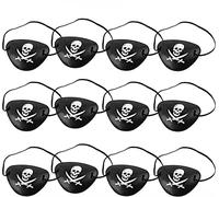 Xrten 12Pièces Cache œil Pirate, Pirate Cache Oeil Pirate Cosplay Masque avec Crâne Crossbone Costumé pour Fête d’Halloween de Noël et Faveurs