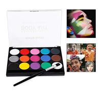 Xrten 15 Couleurs Maquillage Enfant, Maquillage de Fête Non-Toxiques avec Pinceau, Idéal pour Les Enfants, Les Fêtes, Les Body Painting Halloween Maquillage