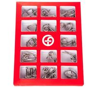 Xrten 15 Pcs Casse-Tête Métal, Casse Tete Metallique, Jeux Casse Tête Metal, Métallique Wire Set Mini IQ Puzzle, Casse Tete Adulte, Jeu de Société pour Enfants et Adultes