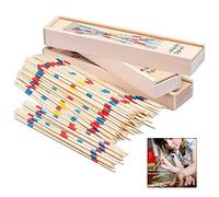 Xrten 155 Pièces Jeu de Mikado en Bois, Jeu de Société Bâtons de Bois pour Petits et Grands