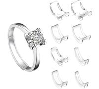 Xrten 16 Pcs Réducteur de Taille de Bague Invisible, Ajusteur de Taille de Bague Invisible, 8 Tailles Reducteur Bague, Adaptateur Bague Invisible, pour Bagues Amples