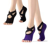 Xrten 2 Paires Chaussettes Antidérapantes Femmes, Adult Yoga Chaussettes Pilates pour Pilates, Barre, Yoga, Ballet, Sport