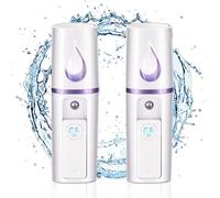 Xrten 2 Pcs Nano Humidificateur Facial Mini Portable Pulvérisateur de Brume Visage Vaporisateur de Brume Hydratante Rechargeable par USB avec Conception de Miroir